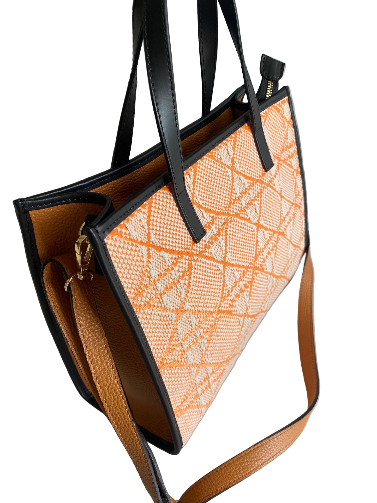 Borsa in pelle & canvas