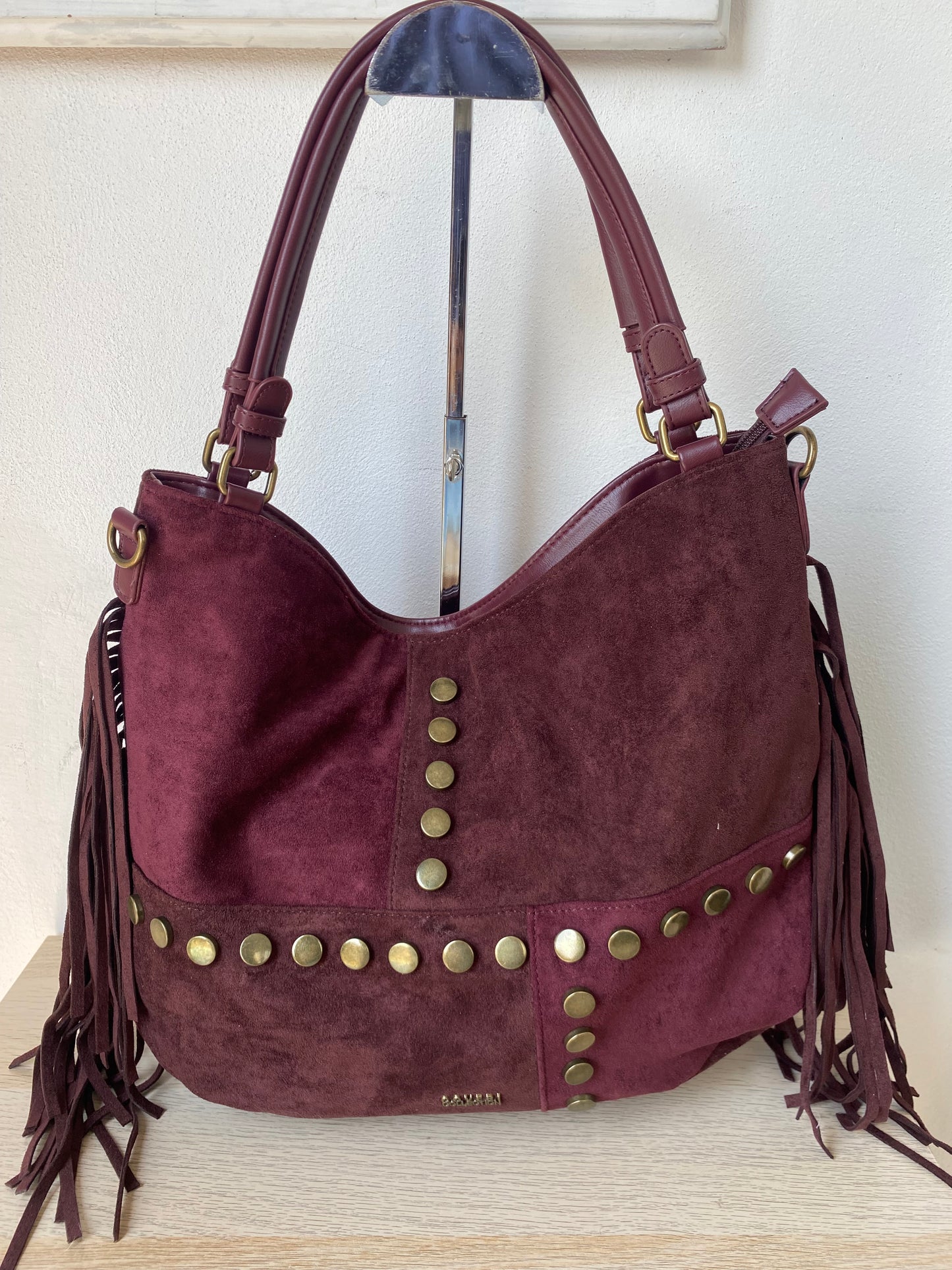 Borsa in similpelle scamosciata