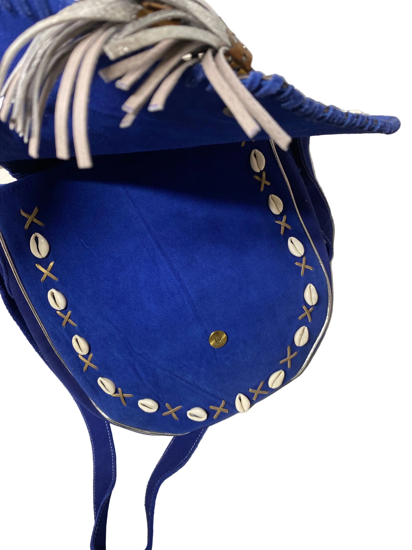 Borsa in pelle scamosciata e cavallino