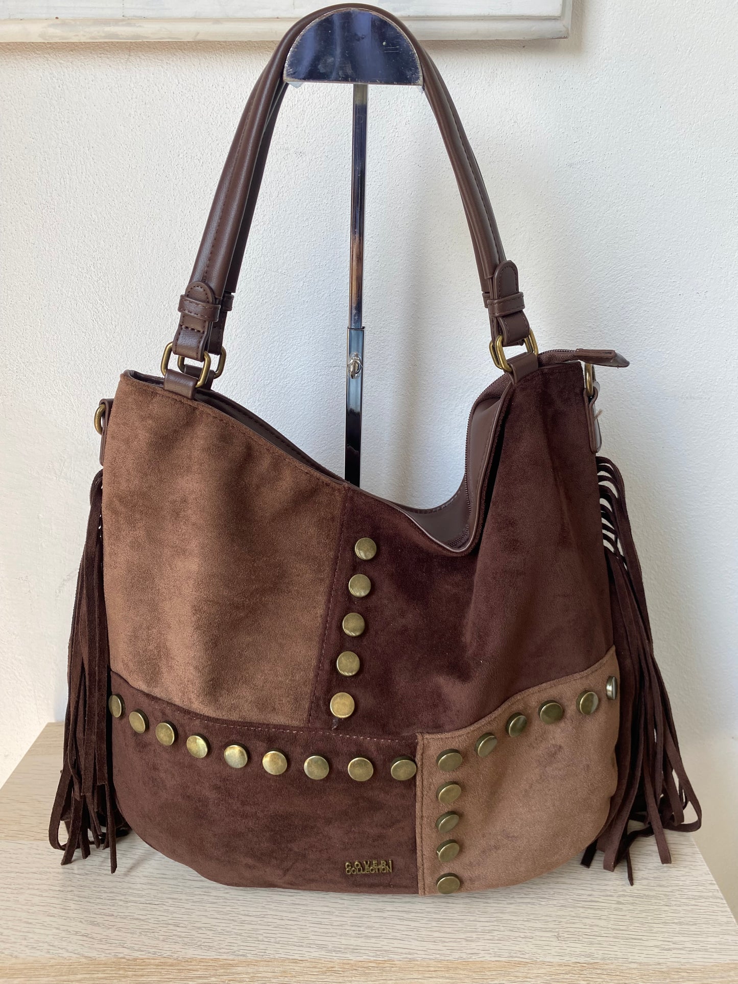 Borsa in similpelle scamosciata